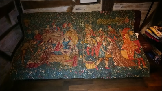 Image 1 of Tapis vintage "Les vendanges" par Jules Pansu, France