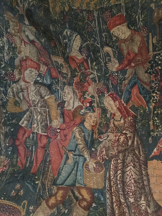 Image 1 of Tapis vintage "Les vendanges" par Jules Pansu, France