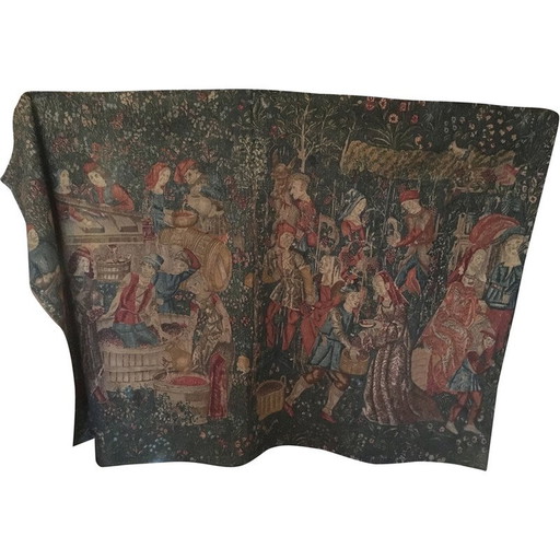 Tapis vintage "Les vendanges" par Jules Pansu, France