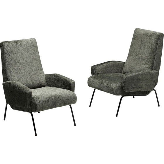 Image 1 of Paire de fauteuils vintage en tissu recyclé, années 1950