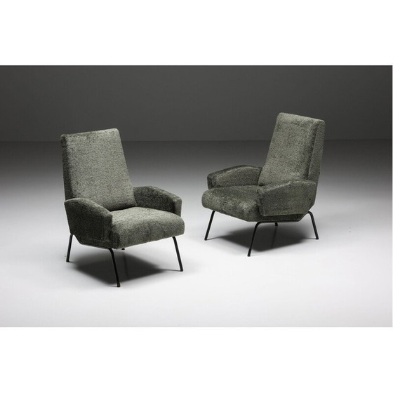 Image 1 of Paire de fauteuils vintage en tissu recyclé, années 1950