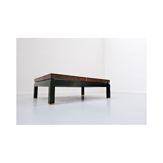 Image 1 of Table d'appoint vintage en bois et laiton par Jules Wabbes, Belgique 1960