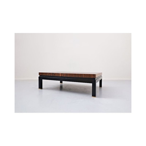 Image 1 of Table d'appoint vintage en bois et laiton par Jules Wabbes, Belgique 1960