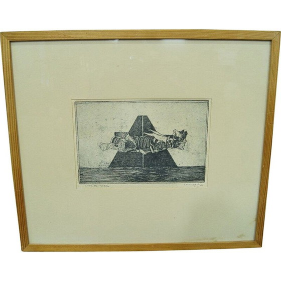 Image 1 of Gravure abstraite scandinave vintage de Sven Bunnel, 1950