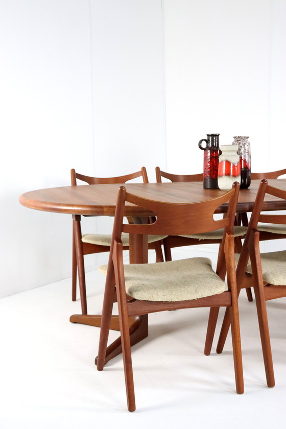 Image 1 of Glostrup Table de salle à manger ronde à rallonge 2X 'Kappendrup' Vintage