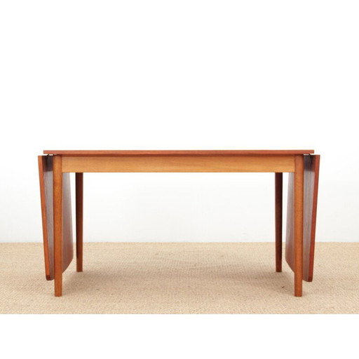 Table de salle à manger vintage scandinave avec rallonges en teck