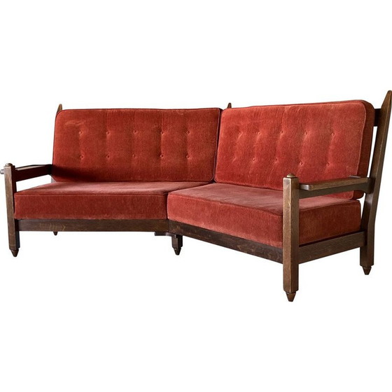 Image 1 of Canapé d'angle vintage en chêne par Robert Guillerme et Chambron, France 1960