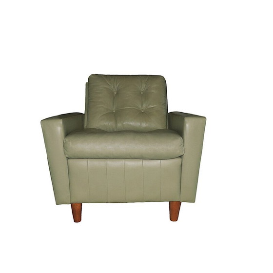 Image 1 of Fauteuils vintage modèle 25 en cuir pistache, 1950