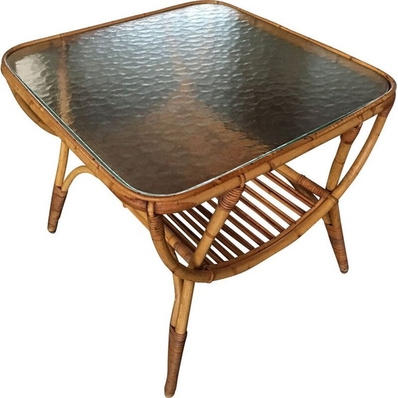 Image 1 of Table d'appoint vintage en rotin par Dirk van Sliedrecht pour Rohé Noordwolde,1950