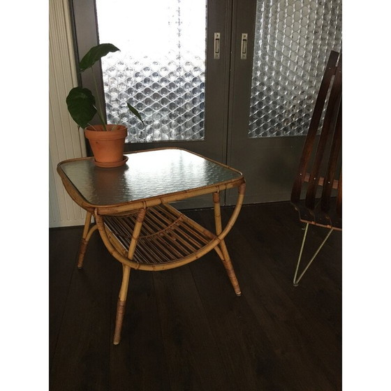 Image 1 of Table d'appoint vintage en rotin par Dirk van Sliedrecht pour Rohé Noordwolde,1950