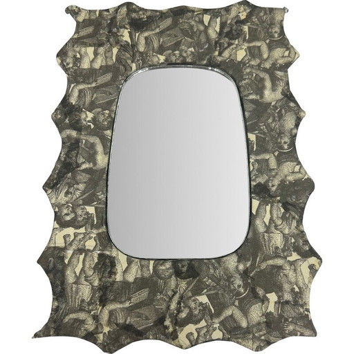 Miroir vintage avec décor de collage de papier, 1980