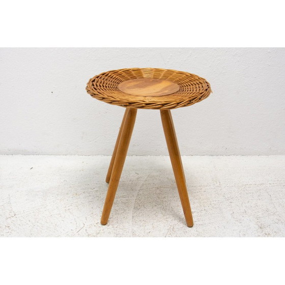 Image 1 of Tabouret en rotin du milieu du siècle par Jan Kalous pour Úluv, Tchécoslovaquie années 1960