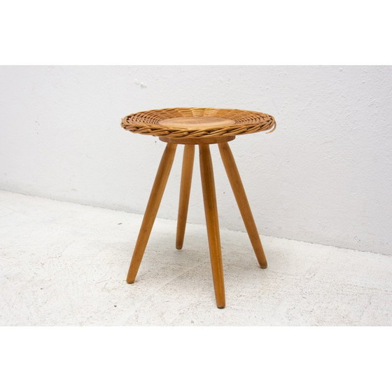Image 1 of Tabouret en rotin du milieu du siècle par Jan Kalous pour Úluv, Tchécoslovaquie années 1960