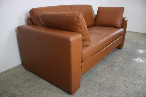 Image 1 of Cor Conseta Canapé deux places design en cuir véritable brun sellier