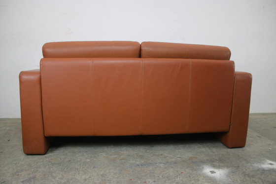 Image 1 of Cor Conseta Canapé deux places design en cuir véritable brun sellier