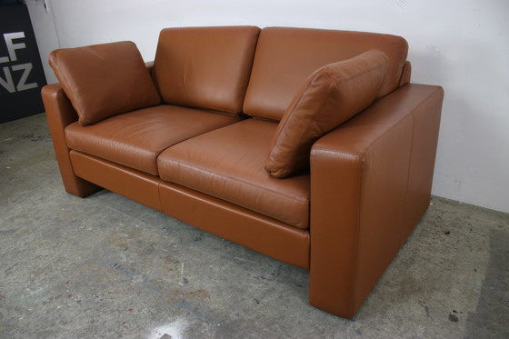 Image 1 of Cor Conseta Canapé deux places design en cuir véritable brun sellier