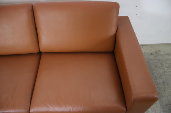 Image 1 of Cor Conseta Canapé deux places design en cuir véritable brun sellier