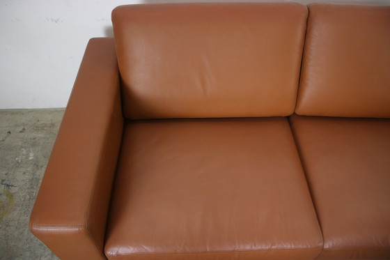 Image 1 of Cor Conseta Canapé deux places design en cuir véritable brun sellier