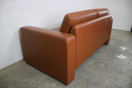 Image 1 of Cor Conseta Canapé deux places design en cuir véritable brun sellier