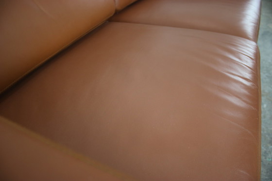 Image 1 of Cor Conseta Canapé deux places design en cuir véritable brun sellier