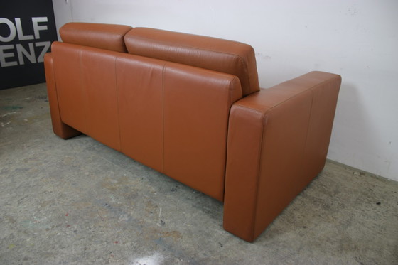 Image 1 of Cor Conseta Canapé deux places design en cuir véritable brun sellier