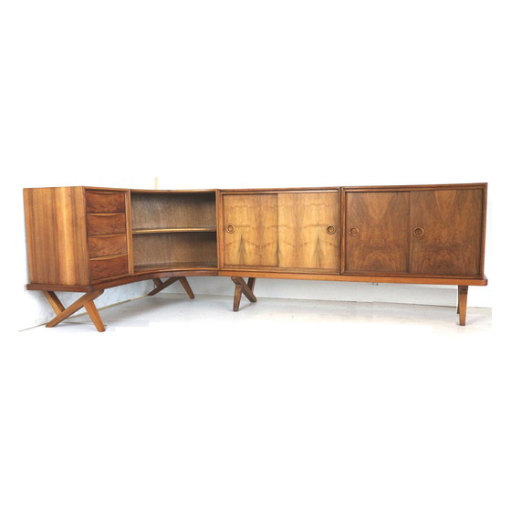 Image 1 of Buffet vintage en noyer de Fristho Franeker, datant de 1955