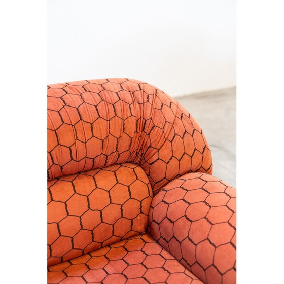 Image 1 of Canapé vintage 3 places en polyuréthane et tissu avec paires de fauteuils, 1970