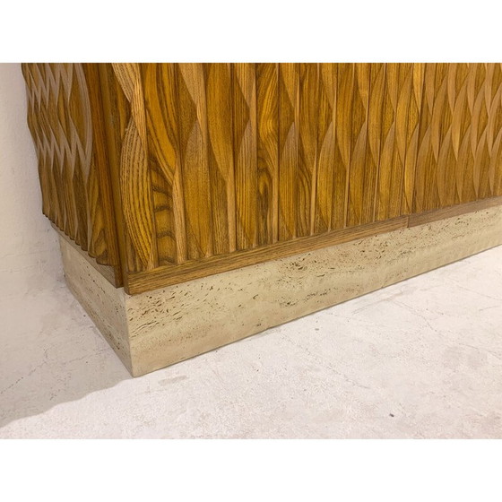 Image 1 of Buffet vintage en bois et travertin, Italie