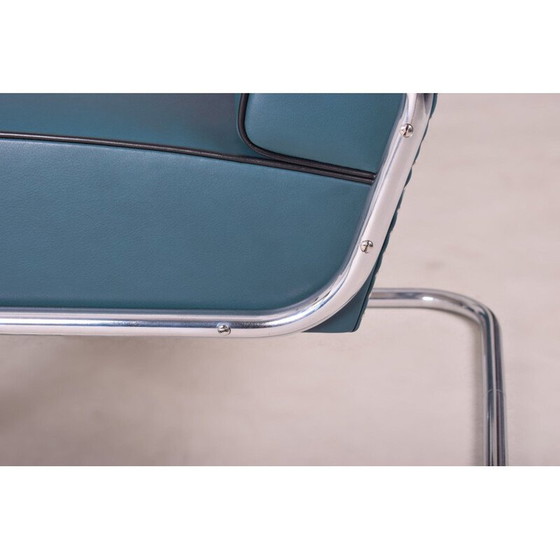 Image 1 of Paire de fauteuils vintage en cuir bleu de Mucke Melder, Tchécoslovaquie, années 1930