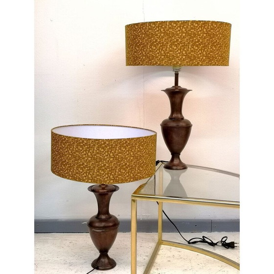 Image 1 of Paire de lampes vintage en cuivre patiné, 1970