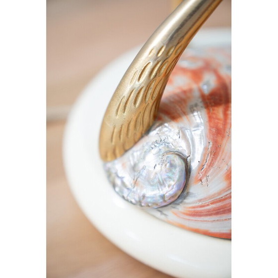 Image 1 of Lampe de table vintage en acier et coquillages par Antonio Pavia, 1970
