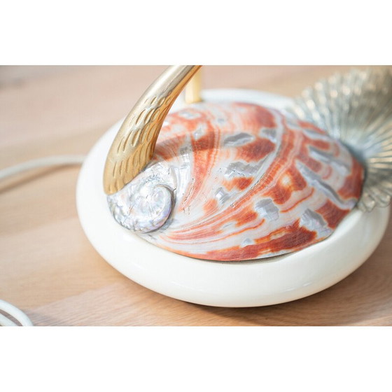 Image 1 of Lampe de table vintage en acier et coquillages par Antonio Pavia, 1970