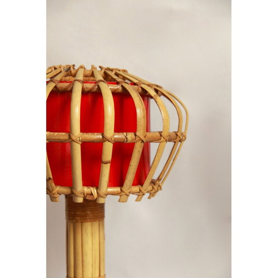 Image 1 of Lampe de table Torcia en osier du milieu du siècle, Italie, années 1950