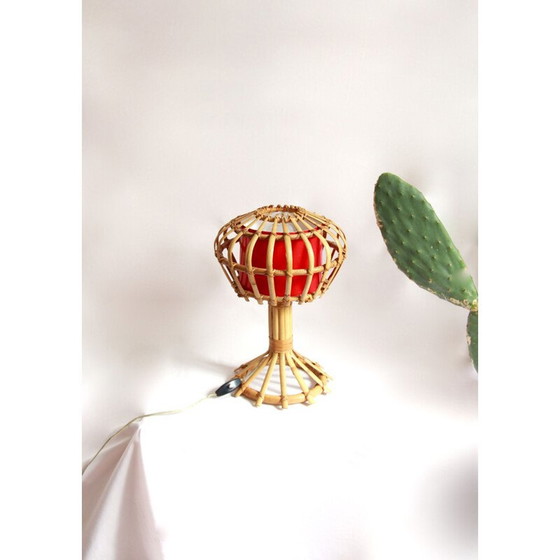 Image 1 of Lampe de table Torcia en osier du milieu du siècle, Italie, années 1950