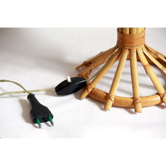 Image 1 of Lampe de table Torcia en osier du milieu du siècle, Italie, années 1950