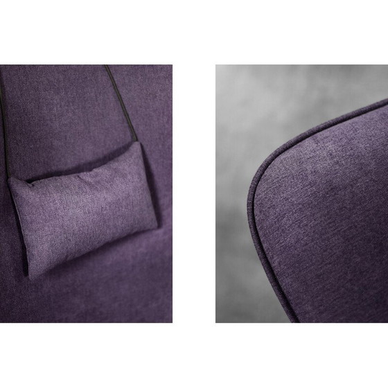 Image 1 of Chaise à oreilles vintage en chêne et tissu violet, Danemark 1950