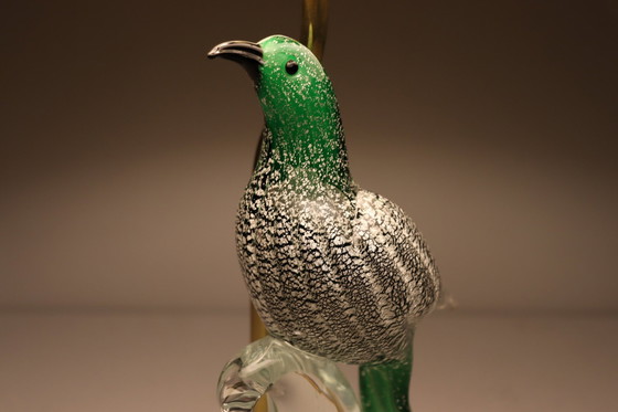 Image 1 of Lampe/lampe de table en verre de Murano avec sculpture d'oiseau, Italie, années 1970