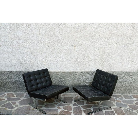 Image 1 of Paire de fauteuils en cuir F 60 vintage de Karl Erik-Ekselius, 1960
