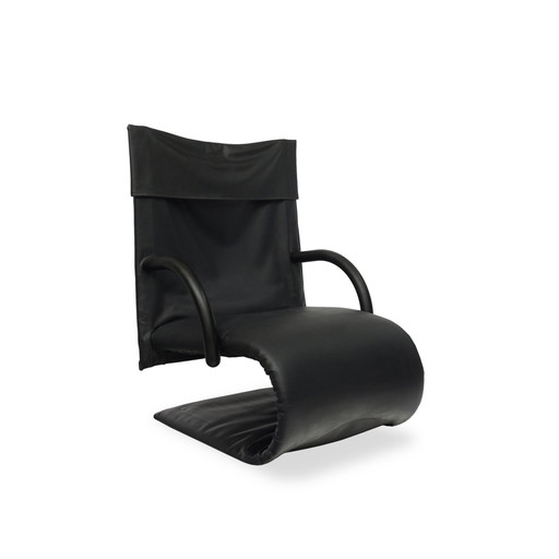 Ligne Roset Zen Fauteuil | Simili cuir noir Piétement luge