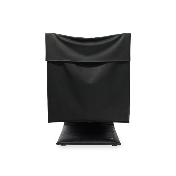 Image 1 of Ligne Roset Zen Fauteuil | Simili cuir noir Piétement luge