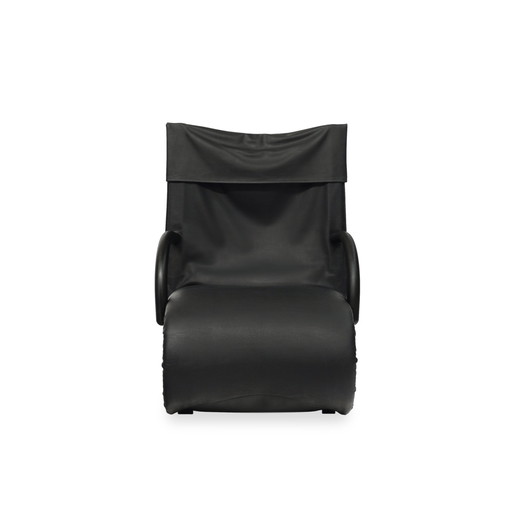 Ligne Roset Zen Fauteuil | Simili cuir noir Piétement luge