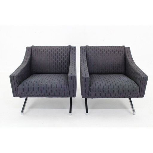 Paire de fauteuils vintage en acier chromé, Italie 1970