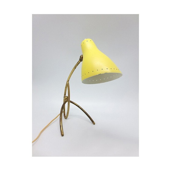 Image 1 of Lampe en aluminium laqué jaune et laiton, 1950