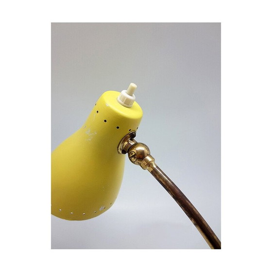 Image 1 of Lampe en aluminium laqué jaune et laiton, 1950