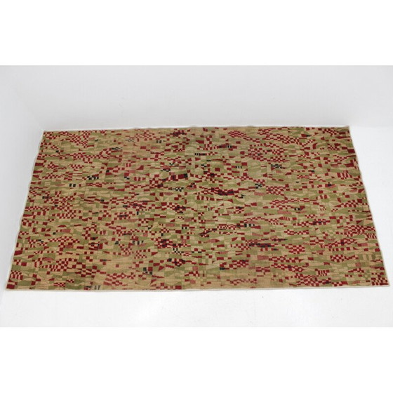 Image 1 of Tapis vintage à motifs géométriques, Tchécoslovaquie 1950