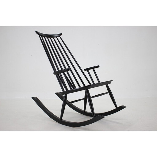 Fauteuil à bascule vintage en hêtre par Varjosen Puunjalostus, Finlande 1960