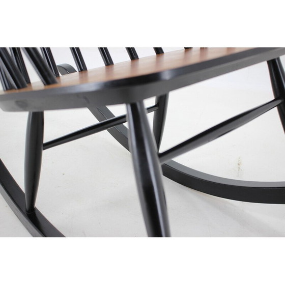 Image 1 of Fauteuil à bascule vintage en hêtre par Varjosen Puunjalostus, Finlande 1960