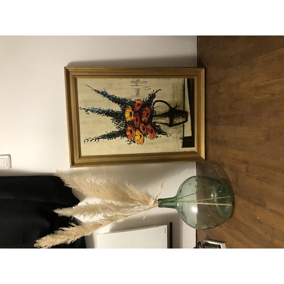 Image 1 of Peinture vintage "Les coquelicots" avec cadre en bois doré par Bernard Buffet, 1964s