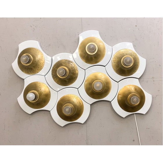 Image 1 of Applique en bois et laiton du Mid Century, Italie années 1960