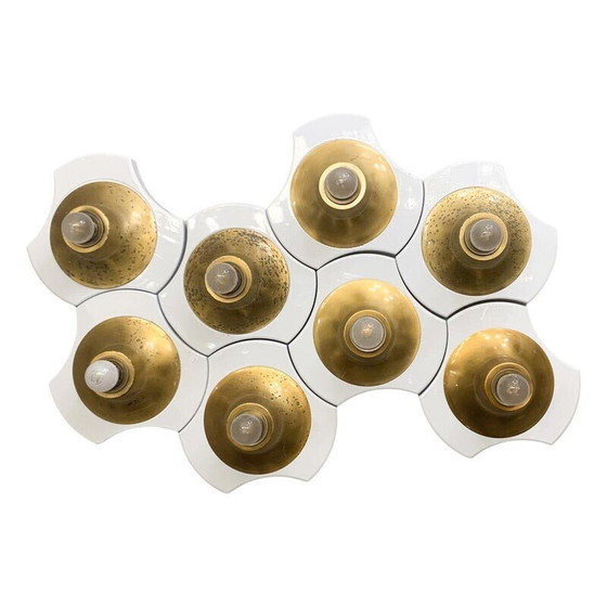 Image 1 of Applique en bois et laiton du Mid Century, Italie années 1960